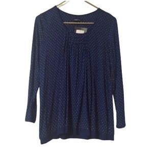 Ellen Tracy polka dot Navy top NWT Sz M